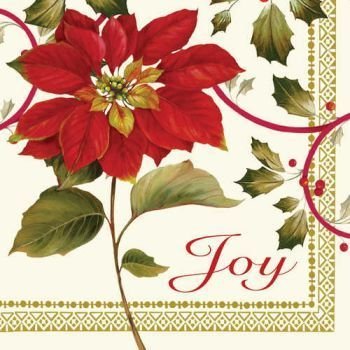 Joyful Poinsettia 3-Ply Christmas Paper Dinner Napkins 16 Per Pack