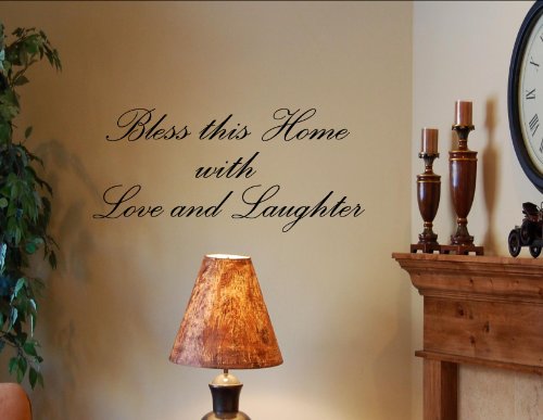 BLESS THIS HOME WITH LOVE AND LAUGHTER Vinyl wall quotes religious sayings scripture home art decal decor