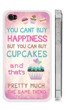 Cupcake iPhone 4 4s Case – You can’t buy happiness but you can cupcakes, and that’s kind of the same thing” – Pink and Blue Cupcake iPhone Cover
