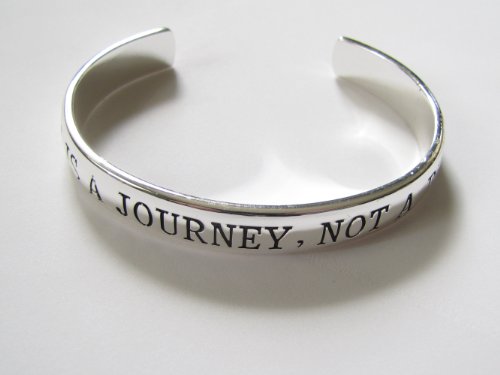 Affirmation Bracelet Happiness Is A Journey, Not A Destination Cuff Silver Plated Bracelet