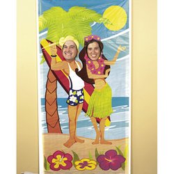 Luau Couple Face Photo Door Banner Poster Party Decor