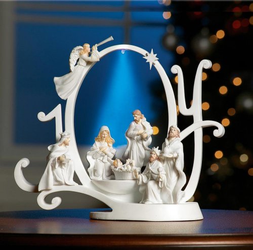 Lighted Joy Nativity Scene Holiday Sculpture By Collections Etc