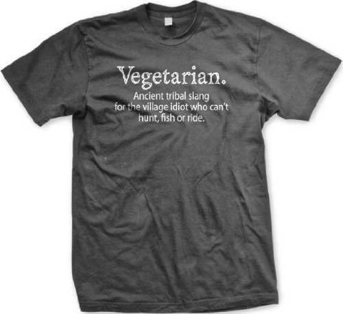 Vegetarian T-Shirt, Funny T-Shirts Vegan, Medium, Charcoal