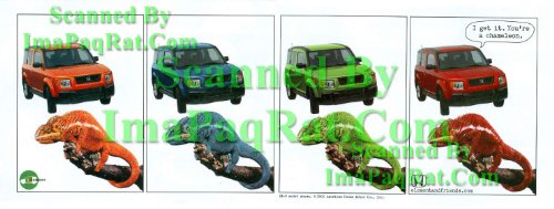 Honda Element & Friends: Chameleon: Funny Original Photo Print Ad!