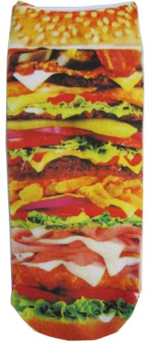 Womens Photo Print Ankle Socks Hamburger Chesseburger