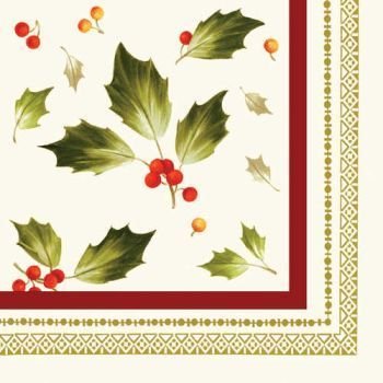 Joyful Poinsettia 3-Ply Beverage Napkins 16 Per Pack Joyful Poinsettia 3-Ply Beverage Napkins 16 Per Pack