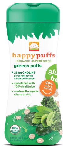 Happy Baby Organic Puffs, Greens Puffs, 2.1-Ounce Containers (Pack of 6)