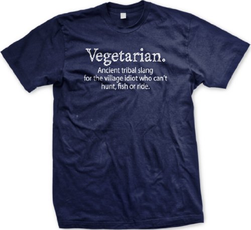 Vegetarian T-Shirt, Funny T-Shirts Vegan, X-Large, Navy Blue