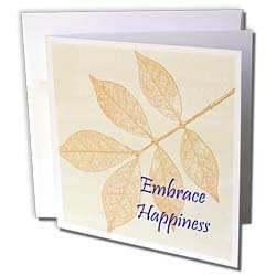 PS Creations – Orange Leaves with Inspirational Quote Embrace Happiness – Greeting Cards-12 Greeting Cards with envelopes