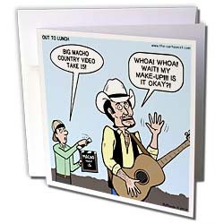 Rich Diesslins Funny General Cartoons – Country Music Video and Macho Country Singer Parody – Greeting Cards-6 Greeting Cards with envelopes