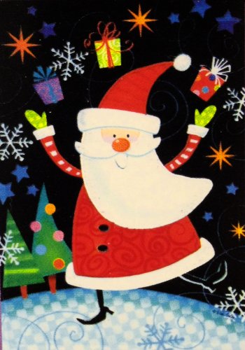 Joyful Santa & Gifts Christmas Flag – Large Appliqued – 28″ X 40″ for Winter Holiday Yard Porch House Garden Banner