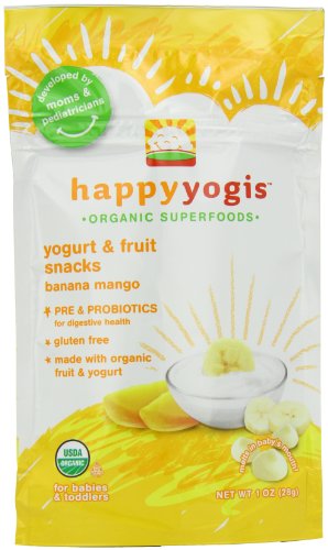 Happy Yogis Organic Yogurt Snacks for Babies and Toddlers, Banana Mango, 1-Ounce Pouches (Pack of 8)