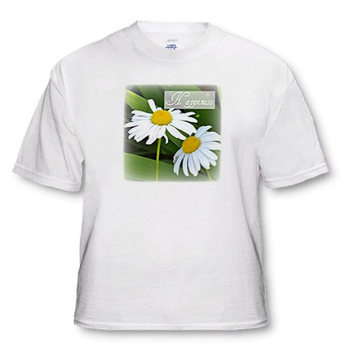 Happiness Daisy Flowers Inspirational Quotes – Adult T-Shirt Medium