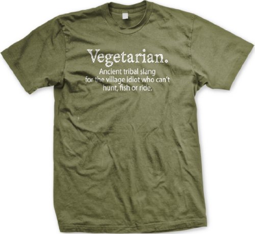 Vegetarian T-Shirt, Funny T-Shirts Vegan, X-Large, Olive