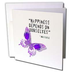 Patricia Sanders Creations – Happiness Quote Purple Butterfly Inspiration Spirituality – Greeting Cards-12 Greeting Cards with envelopes