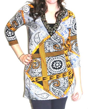 Joyous and Free Brightly Colored Blue, Gold, and Black Abstract Mini Dress/ Tunic with Bead and Sequin Accents (Small) Joyous and Free Brightly Colored Blue, Gold, and Black Abstract Mini Dress/ Tunic with Bead and Sequin Accents (Small)