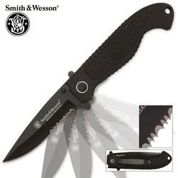 Smith & Wesson CKTACBSD Tactical Serrated Drop Point Knife, Black Smith & Wesson CKTACBSD Tactical Serrated Drop Point Knife, Black