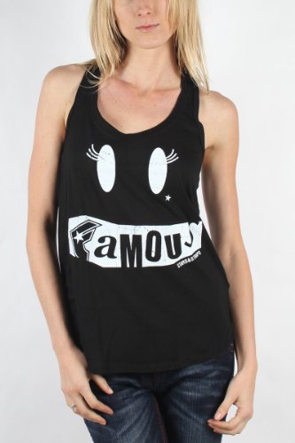 Famous Stars and Straps – Womens Smiles Cosmo Tank in Black/White, Size: Small, Color: Black/White