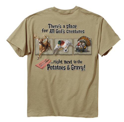 Buck Wear Inc. Potatos and Gravy Short Sleeve Tee, Sand, Large