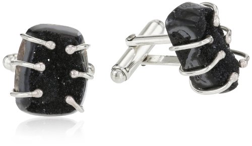 Melissa Joy Manning “Cufflinks” Psilomelane Druzy Silver Prong Set Cufflink