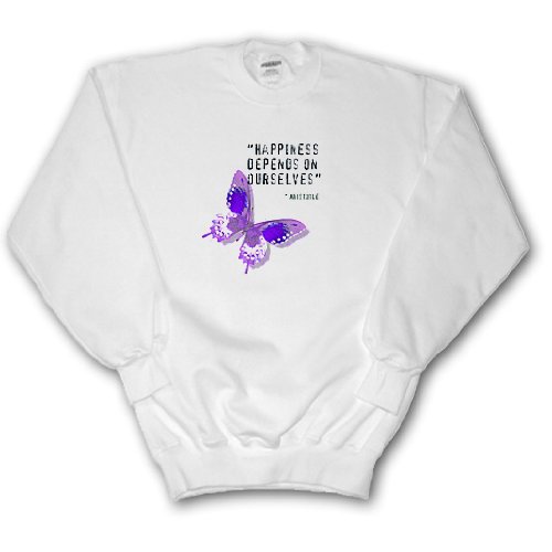 Happiness Quote Purple Butterfly Inspiration Spirituality – Youth SweatShirt Med(10-12)