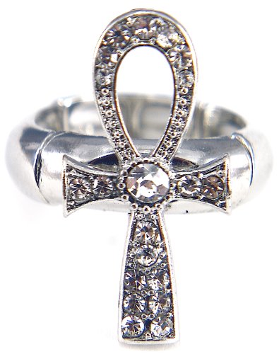 Ankh Iced Out New Silver Color Ring Positive Spirit Magic Power Circle Egyptian Positive Power Of Joyous Life