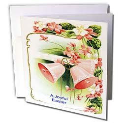 Sandy Mertens Easter Vintage – Joyous Easter with Bells and Flowers – Greeting Cards-12 Greeting Cards with envelopes