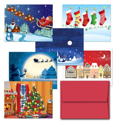72 Note Cards for $16.99 – Joyous Holiday – 72 Note Cards in 6 Different Styles Including Red Envelopes.