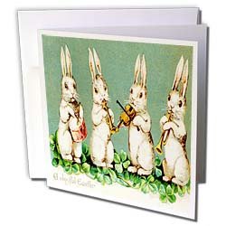 Florene Holiday – Vintage Bunnies Wish A Joyful Easter – Greeting Cards-6 Greeting Cards with envelopes