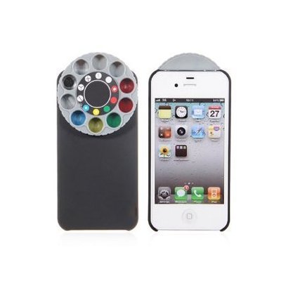 YIKING Special Lens Filter Turret Design Hard Case Protector for Apple iPhone 5 5G 6th (Black)