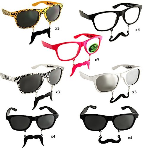 Sun-Staches “The Original Mustache Sunglasses” Catch eyes. Turn heads. BE THE PARTY. (24 Piece Set)