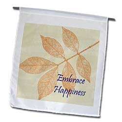 Orange Leaves with Inspirational Quote Embrace Happiness – 12 X 18 Inch Garden Flag