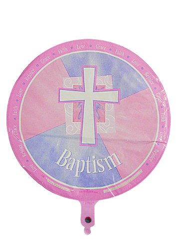 Pink Religious and Joyous Baptism Balloons – 6 Pack of 18″ Mylar Balloons