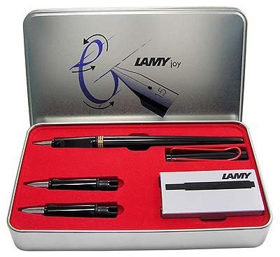 Lamy Joy Calligraphy Black Fountain Pen Red Clip Set, 015SET