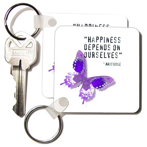 Happiness Quote Purple Butterfly Inspiration Spirituality – Set Of 2 Key Chains