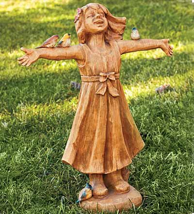 Resin Outdoor Joyful Girl Statue