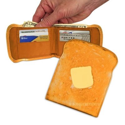 DELUXE photo PRINT plastic BUTTER toast WALLET novelty GAG gift