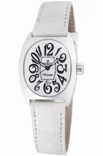 Montres De Luxe Women’s B13-AC-QZ-BIA-A Bisanzio White Leather Strap Watch