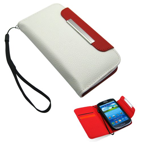 Wallet PU Leather case Card Holder Flip Case Cover for Samsung i9300 Galaxy S3 III, White