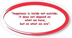 “Happiness is inside not outside…” – Two skins stickers quote