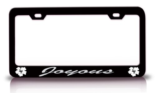 JOYOUS Female Name Hibiscus Steel License Plate Frame Black