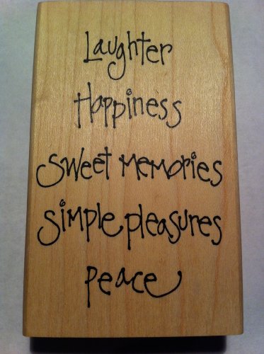 Tag Line Rubber Stamp Happiness Laughter Sweet Memories Simple Pleasures Peace