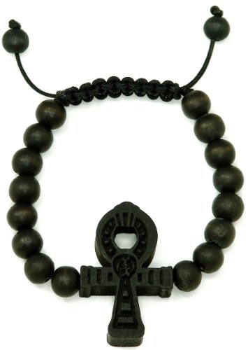 ANKH Cross New Good Wood Goodwood Black 10mm Bead Natural Wood Pendant Replica Bracelet Piece Positive Spirit Magic Power Circle Egyptian Positive Power Of Joyous Life