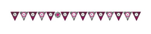 Creative Converting Pink Zebra Boutique Happy Birthday Pennant Banner