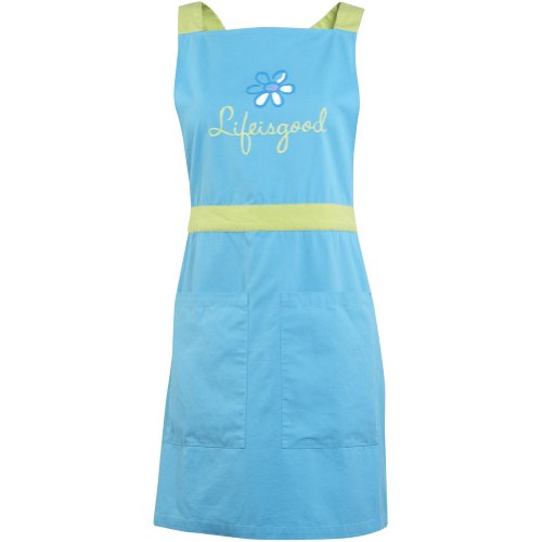 Life is good. Womens Apron – Joyful Daisy – Summer Turquoise
