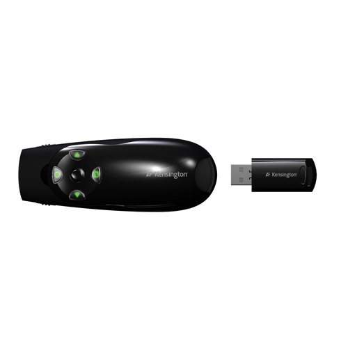 Kensington K72427AM Wireless Presenter Expert with Cursor Control, Backlit Joystick, Green Laser Pointer and 2GB Memory