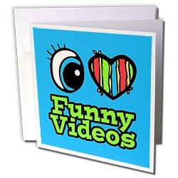 Dooni Designs Eye Heart I Love Designs – Bright Eye Heart I Love Funny Videos – Greeting Cards-6 Greeting Cards with envelopes