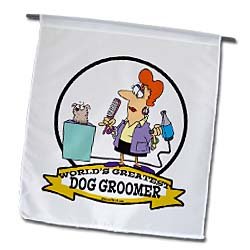 Funny Worlds Greatest Dog Groomer Women Cartoon – 12 X 18 Inch Garden Flag