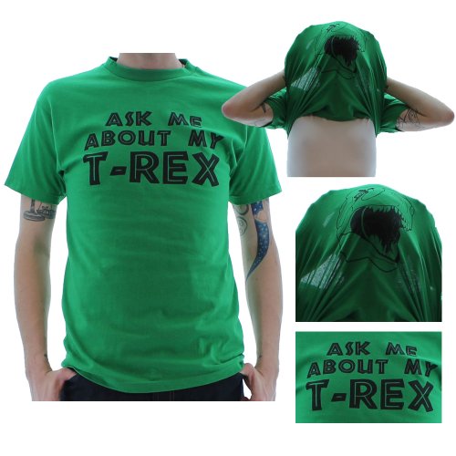 Men’s Ask Me about My T-Rex T-Shirt Tee Funny Graphic Tee Green Size XL