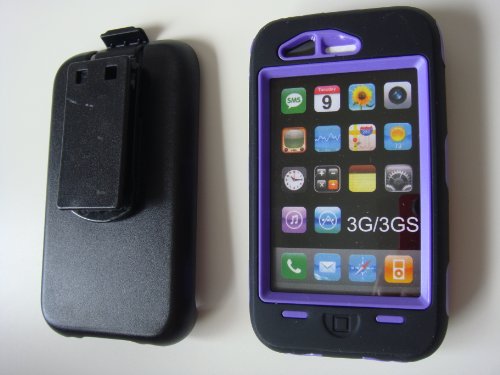 Smile Case Full Protection Case Black on Purple for iPhone 3G 3GS with Belt Clip Holster (it-Black on purple)
